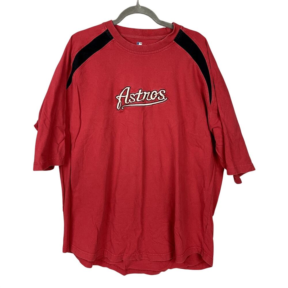 Vintage Y2K ASTROS T-Shirt Size 2XL Embroidered Red Black MLB Baseball Genuine